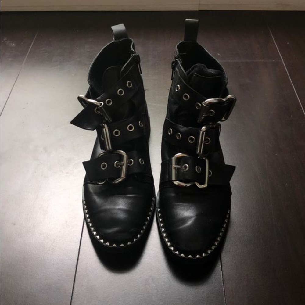 Top shop black leather ankle boots